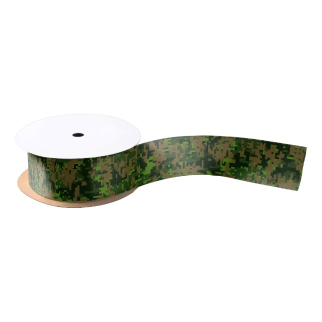 Lazo De Raso Énfasis verde digital de camuflaje estilo Woodland (Carrete)