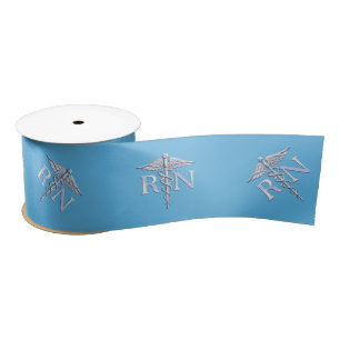 Lazo De Raso Enfermera inscrita RN Caduceus en azul Pastel