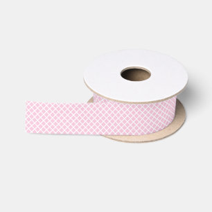 Lazo De Raso Enrejado de Diamante Blanco - Rosa Claro