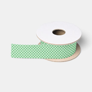 Lazo De Raso Enrejado de Diamantes Blanco - Verde de Verano