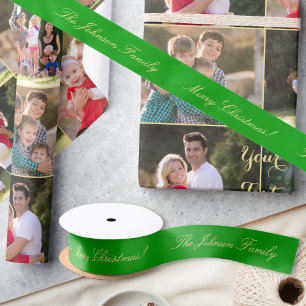 Lazo De Raso Envoltura personalizada de regalo de oro verde nav