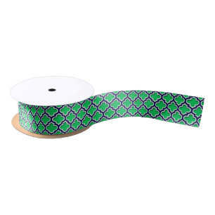 Lazo De Raso Esmeralda Marina Verde Quatrefoil blanco marroquí