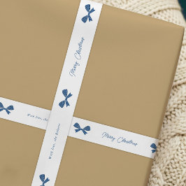 Lazo De Raso Espectacular Blue Bows Feliz Navidad Nombre person