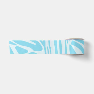 Lazo De Raso Estampado de cebra azul y blanco en negrita