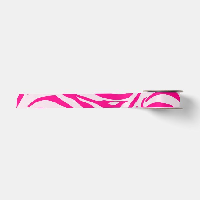 Lazo De Raso Estampado de cebra rosa (Anverso)