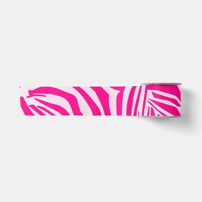 Lazo De Raso Estampado de cebra rosa (Anverso)