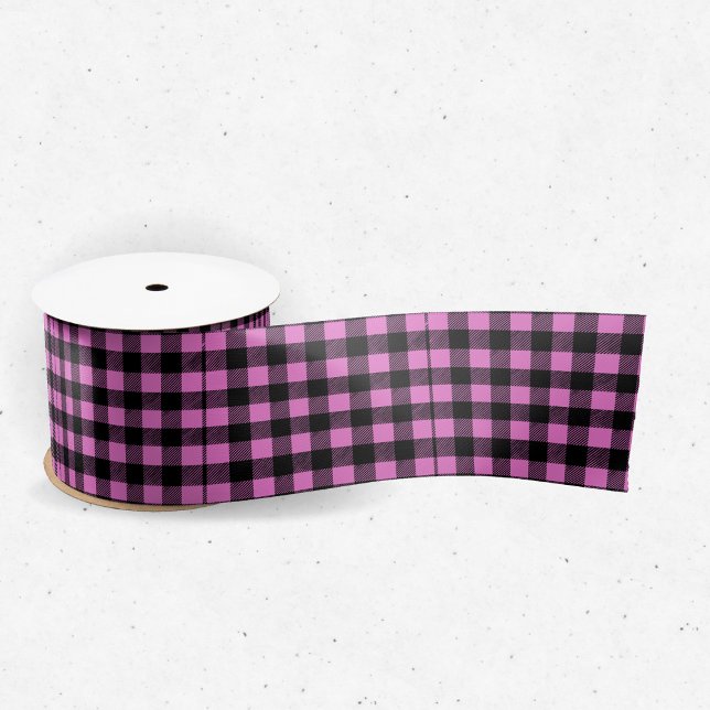 Lazo De Raso Estampado de cuadros con estampado de búfalo rosa (Subido por el creador)
