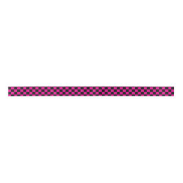 Lazo De Raso Estampado de cuadros rosa caliente y negro