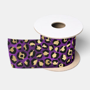 Lazo De Raso Estampado de leopardo púrpura atrevido Patrón de