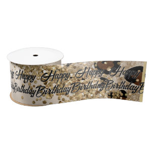 Lazo De Raso Estampado Leopardo Dorado Brillante