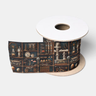Lazo De Raso Estantería Vintage Steampunk Maravillas Mecánicas