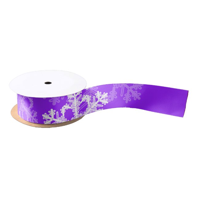 Lazo De Raso Estiloso Purple Snowflakes Patrón de Navidades mod (Carrete)