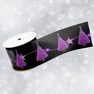 Lazo De Raso Estrella de arbol de Navidad rosa oscuro espumoso