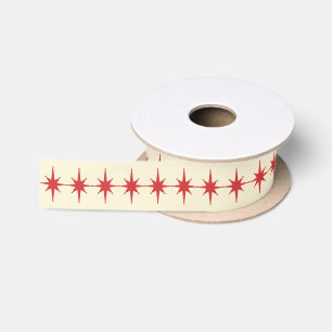 Lazo De Raso Estrellas atómicas rojo y crema