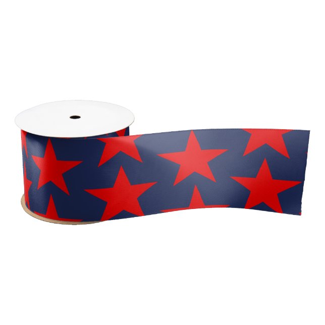 Lazo De Raso Estrellas Azul Y Rojo (Carrete)