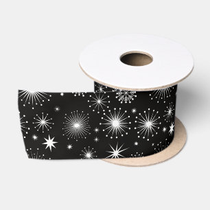Lazo De Raso Estrellas y copos de nieve de Navidad vintage retr