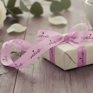 Lazo De Raso Etiqueta de satín rosa personalizada con nombre de