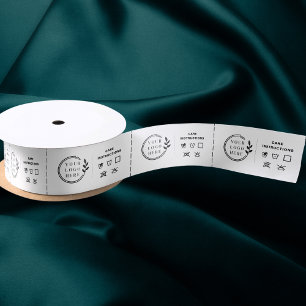 Lazo De Raso Etiquetas de cuidado de ropa con logotipo blancas