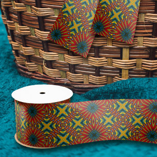 Lazo De Raso Étnica tribal de color azul geométrico rojo y amar