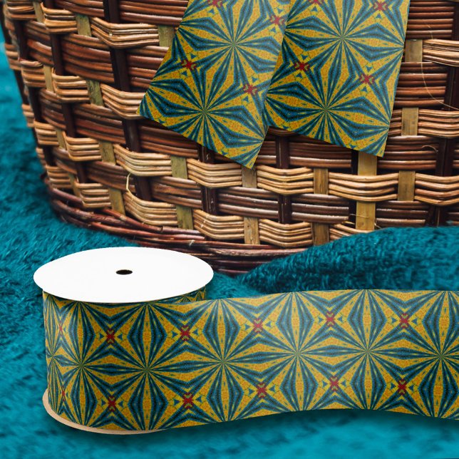 Lazo De Raso Étnica tribal de estrella amarilla y azul geométri (Subido por el creador)