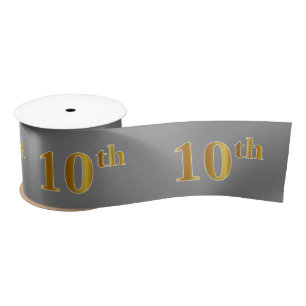 Lazo De Raso Evento número "10º" de oro falso/imitación (gris)