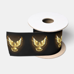 Lazo De Raso Falsa paloma de paz del Relieve metalizado dorado