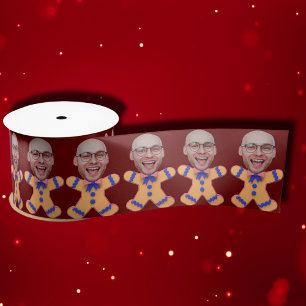Lazo De Raso Famoso Personalizado Face Photo Gingerbread Hombre