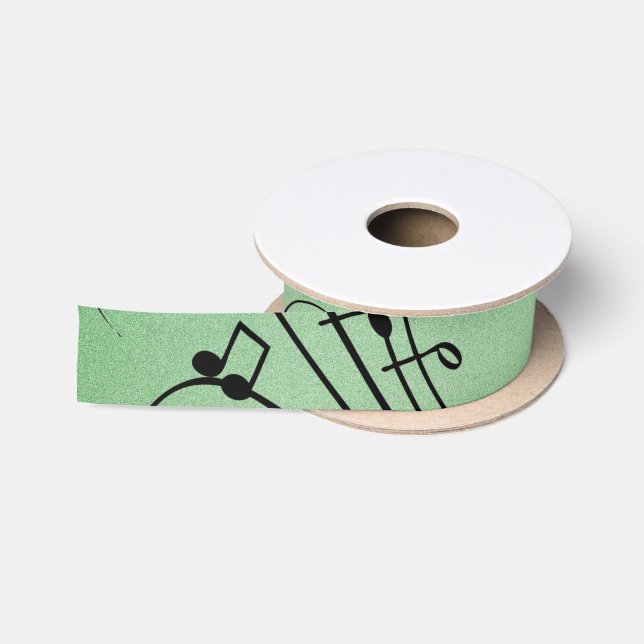 Lazo De Raso Fancy Notes Green Music Design (Carrete)