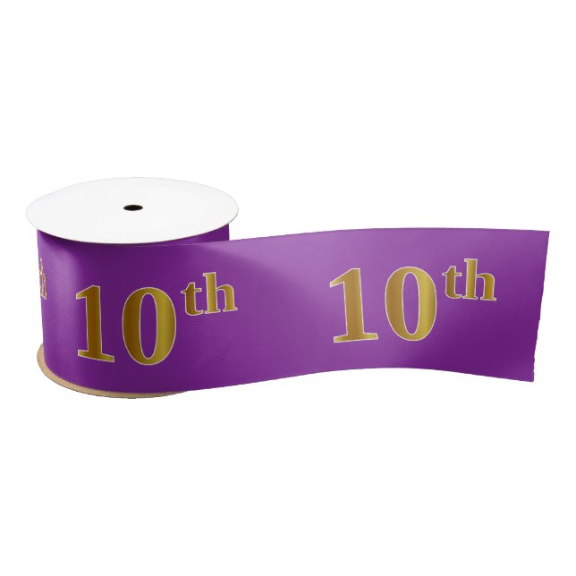 Lazo De Raso Faux/Imitation Gold "10th" Event Number (Purple) (Carrete)