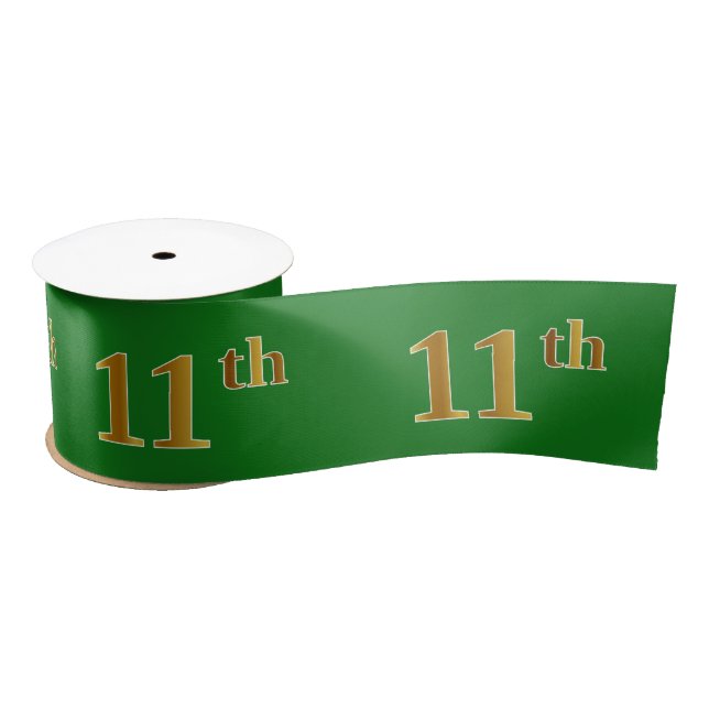 Lazo De Raso Faux/Imitation Gold "11th" Event Number (Green) (Carrete)