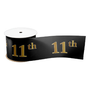 Lazo De Raso Faux/Imitation Gold "11th" Event Number (Negro)