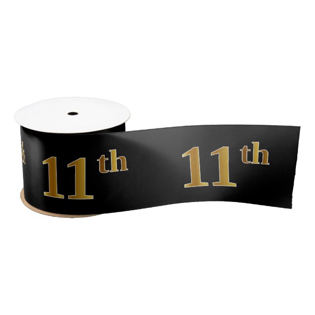 Lazo De Raso Faux/Imitation Gold "11th" Event Number (Negro) (Carrete)