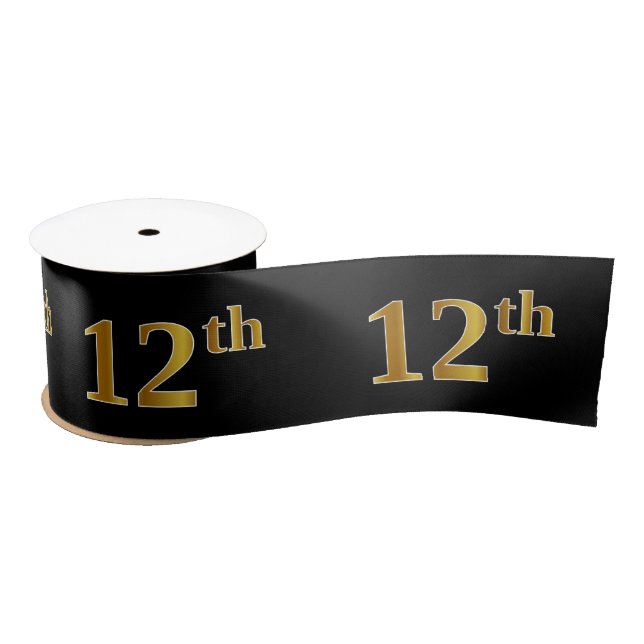 Lazo De Raso Faux/Imitation Gold "12th" Event Number (Negro) (Carrete)
