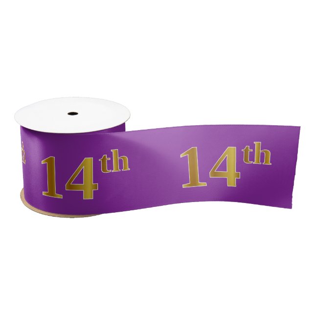 Lazo De Raso Faux/Imitation Gold "14th" Event Number (Purple) (Carrete)