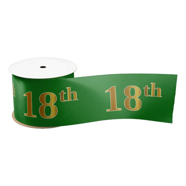 Lazo De Raso Faux/Imitation Gold "18th" Event Number (Verde) (Carrete)