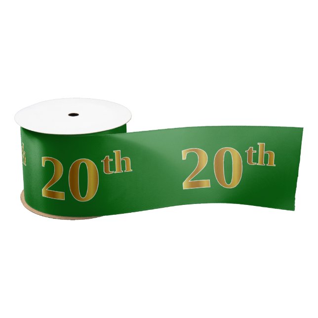 Lazo De Raso Faux/Imitation Gold "20th" Event Number (Verde) (Carrete)
