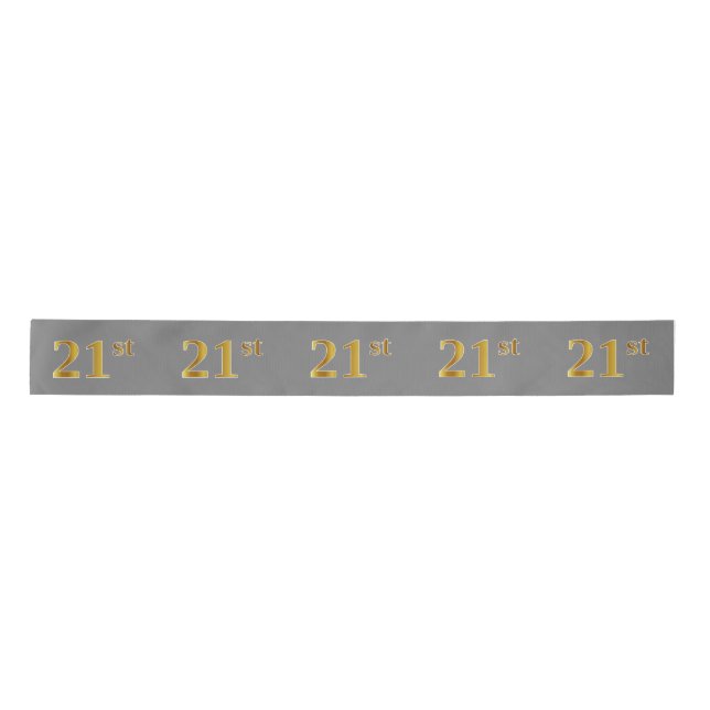 Lazo De Raso Faux/Imitation Gold "21st" Event Number (Gris) (Anverso)