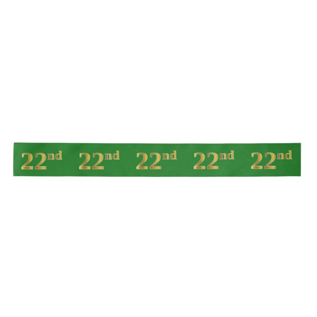 Lazo De Raso Faux/Imitation Gold "22nd" Event Number (Verde) (Anverso)