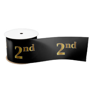 Lazo De Raso Faux/Imitation Gold "2nd" Event Number (Negro)