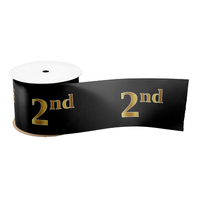 Lazo De Raso Faux/Imitation Gold "2nd" Event Number (Negro) (Carrete)