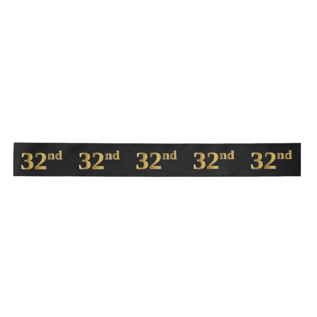 Lazo De Raso Faux/Imitation Gold "32nd" Event Number (Negro) (Anverso)