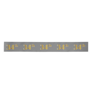 Lazo De Raso Faux/Imitation Gold "34th" Event Number (Gris)