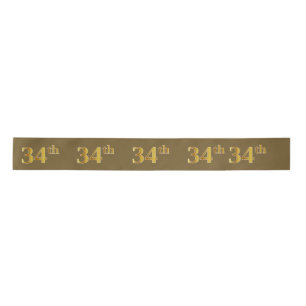 Lazo De Raso Faux/Imitation Gold "34th" Event Number (Marrón)