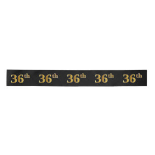 Lazo De Raso Faux/Imitation Gold "36th" Event Number (Negro)
