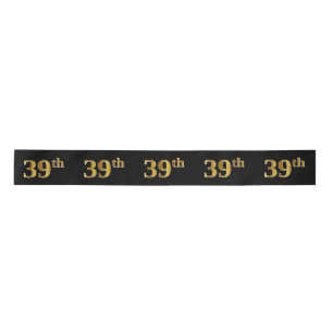 Lazo De Raso Faux/Imitation Gold "39th" Event Number (Negro)