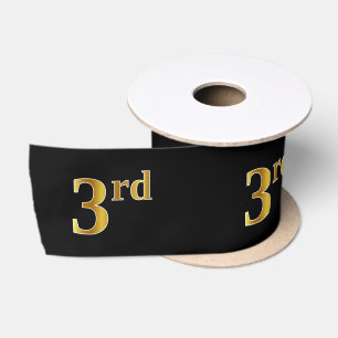 Lazo De Raso Faux/Imitation Gold "3rd" Event Number (Negro)