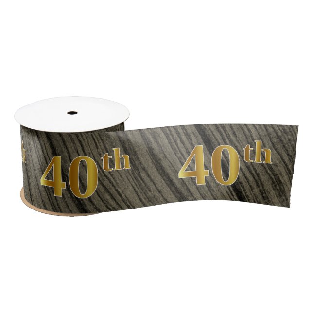 Lazo De Raso Faux/Imitation Gold "40th" Event Number (Rustic) (Carrete)