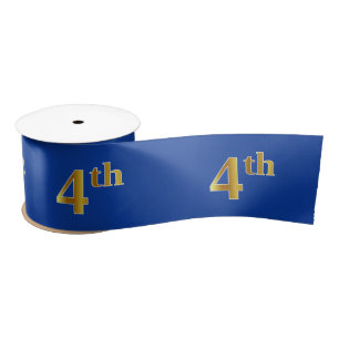 Lazo De Raso Faux/Imitation Gold "4th" Event Number (Azul)