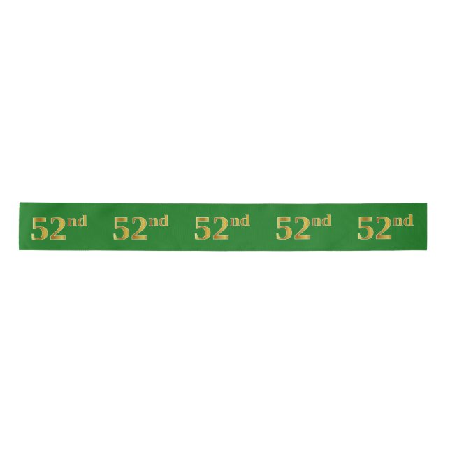 Lazo De Raso Faux/Imitation Gold "52nd" Event Number (Verde) (Anverso)