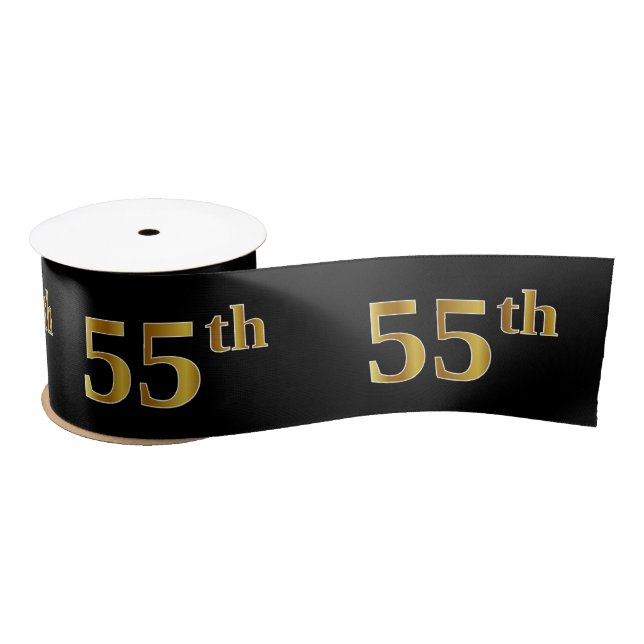 Lazo De Raso Faux/Imitation Gold "55th" Event Number (Negro) (Carrete)